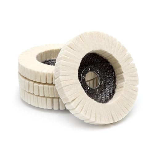 Image of UOCAI 4 Pcs Wool Polishing Wheel Abrasives Buffing Wheel Felt Flap Disc 125mm Polishing Pads Angle Grinder Attachments Wool for Angle Grinder to Polishing Buffing Metal Wood