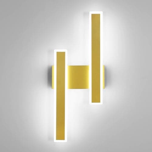 Image of Comely LED Wall Sconce Lights Indoor, 32W Modern Acrylic Wall Lamp Cool White 6500K, Gold Indoor Bedside Light for Bedroom Living Room Hallway Corridor