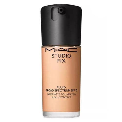 Image of MAC Studio Fix Fluid SPF15 24HR Matte Foundation + Oil Control No.N6.5 - MAC Cosmetics Studio Fix Wide Spectrum Fluid SPF 15, N6.5 (Peach Beige), 1 Ounce Liquid / 30 ml