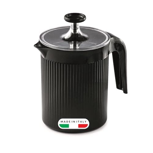 Image of Snips Cremix, Milk Frother Handheld, Manual Milk Frother for Cappuccino, Milk Foam Cappuccinatore Black, 0.50 LT, 10 x 14.5 x 15.2 cm, Made in Italy, 0% BPA and Phthalate Free
