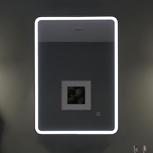 Image of Croydex Henderson Illuminated LED Black Frame Bathroom Mirror, built-in Heated Demister Pad and Touch Sensor, 500 x 700mm MM830021E
