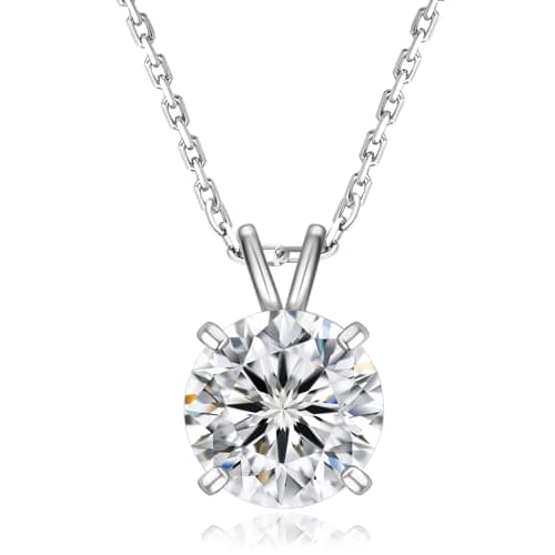 Image of KRKC Moissanite Necklace for Women, 0.5-3CT Lab-Grown Diamond Solitaire Pendant Necklace, White Gold S925 Silver Necklace Gift for Her Girlfriend Wife Mom (Square Prong-White Gold, 9mm-3CT)