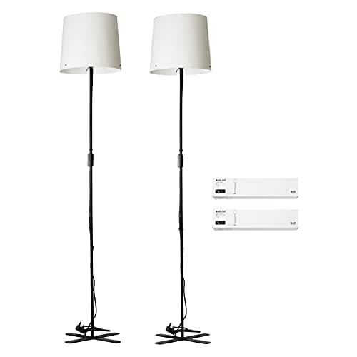 Image of IKEA BARLAST Basic Minimalist Modern Floor Lamp with Shade, Black/White, 150 Centimetres, E27 - Set of 2