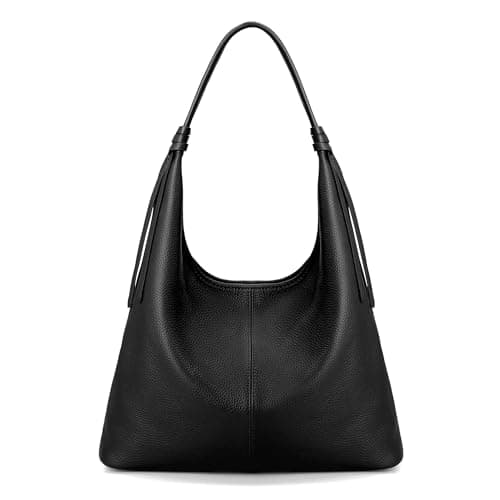 Image of befen Black Shoulder Bag Genuine Leather Tote Bag Large Slouchy Hobo Bags for Women with Multiple Pockets
