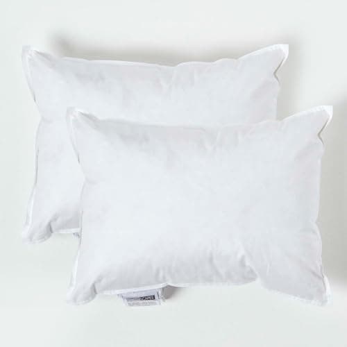 Image of HOMESCAPES 2 Pack Luxury Duck Feather Cushion Inserts 30cm x 40cm (12 x 16”) Perfect Bounce Back and Down-Proof Cover Generously Filled Inner Pads Filler, Hypoallergenic RDS Certified Machine Washable