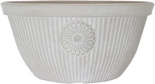 Image of Muddy Hands Pebble White Plant Pot Indoor Home Outdoor Garden Vintage Plastic Flower Tree Planter (14 Litre Bowl)