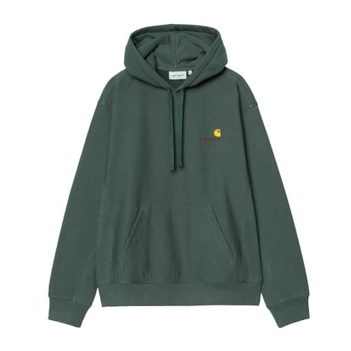 Image of CARHARTT WIP American Script Hoodie, Kale Green (UK, Alpha, S, Regular, Regular, Kale Green)