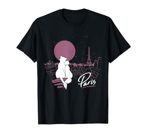 Image of Disney Aristocats Duchess And Thomas In Paris T-Shirt, Men, Black, 5X-Large