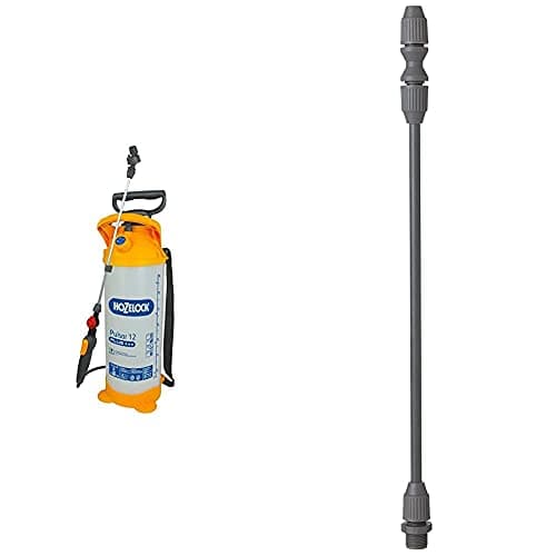 Image of Hozelock Ltd 4312 0000 Pulsar Plus Multisprayer (12 Capacity, 10 Litre max Fill) Pressure Sprayer, Translucent, 200.0 mm*690.0 mm*200.0 mm & 4106 0000 Garden Sprayer Extension Lance, 35.5cm