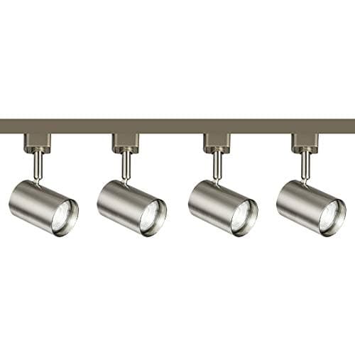 Image of Brushed Chrome 5W GU10 LED 2M 2 Meter 4 Spot Single Circuit Track Spot Rail Bar Lighting for Office Kitchen Exhibition Shop Multi Directional Display Lighting Full Kit Connectors