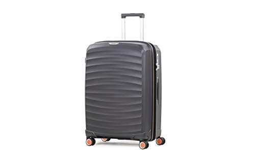Image of Rock Sunwave Medium Expandable Hard Shell Hold Suitcase in Charcoal - Built for Adventure, 360 Swivel-Wheels, Telescopic Handle, Impact-Resistant Material & TSA Combination Lock - 66x46x34.5cm 4.1KG