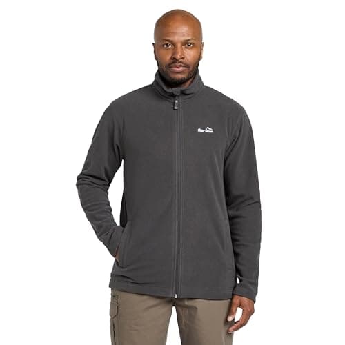 Image of Peter Storm Men's Bracken Full Zip Fleece Jacket, Recycled Polyester Microfleece, Regular Fit, 160g Brushed Material (UK, Alpha, L, Regular, Regular, Dark Grey)