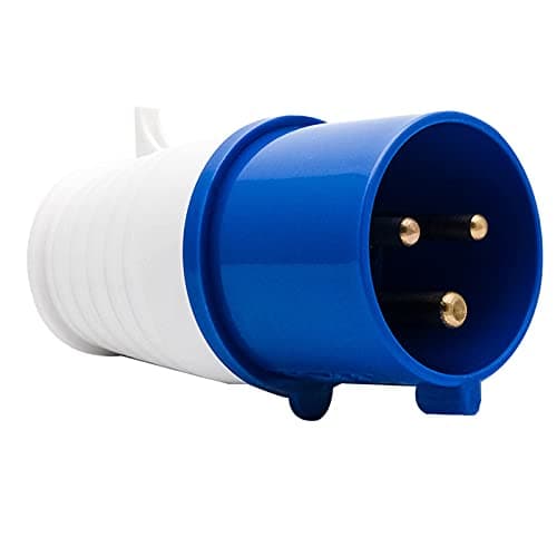 Image of ExcInter 32A #023 240V 3Pin Blue Industrial Plug Sockets 2P+E weatherproof IP44 Camping Caravan Industrial