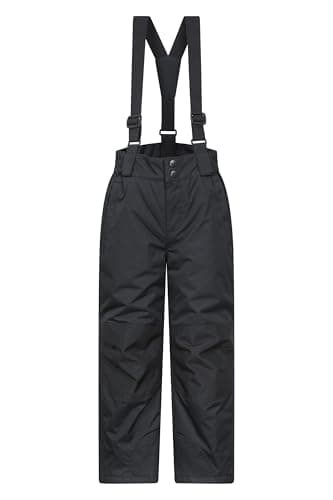 Image of Mountain Warehouse Raptor Kids Snow Pants - Snowproof Boys Ski Trousers, Detachable Braces Bottoms - Ideal for Winter Skiing Holidays & Snowboarding Black Kids Size 5-6 Years