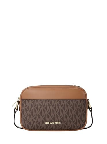 Image of Michael Kors Jet Set Small Signature Logo Camera Crossbody Bag Brown