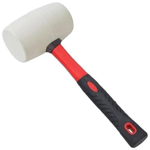 Image of Dunnet Tools Heavy Duty White Rubber Mallet 16oz / 450g with Fibreglass Handle Anti Marking Rubber Mallet Hammer with TPR Grip Ideal for Tiling, Bricklaying Camping Hammers & Mallets