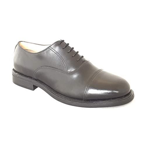 Image of Grafters Capped Oxford Cadet Leather Shoe Black Size 8 UK with Cushioned Insole