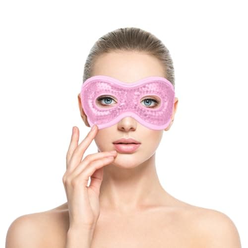 Image of ACWOO Cooling Eye Mask, Gel Beads Mask for Puffy Eyes, Reusable Hot Cold Therapy Migraine Relief, Headache, Dark Circles, Dry Swollen Sinus Pain
