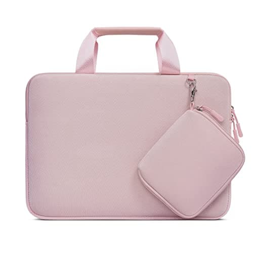 Image of MOSISO Laptop Case 14 inch, Laptop Sleeve Bag Compatible with HP Lenovo Dell ASUS Acer, HP Stream, Dell Latitude, Lenovo IdeaPad, Neoprene Carrying Computer Bag with Handle&Detachable Small Case, Pink