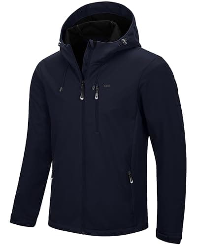 Image of 33,000ft Men's Softshell Jackets Outdoor Windproof Coat Breathable Lightweight Windbreaker Casual Functional Jackets with Hood for Running, Cycling,Deep Blue L