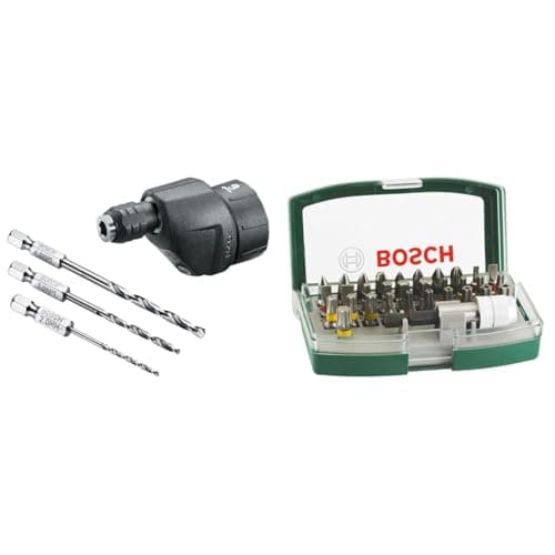 Image of Bosch 1600A00B9P Ixo Drill Adapter, Green + 32pc. Screwdriver Bit Set (PH-, PZ-, Hex-, T-, TH-, S-Bit, Accessories Drill and Screwdriver)