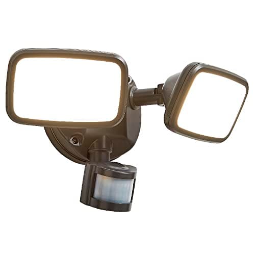 Image of Britalia LED Anthracite Outdoor Modern Twin Head Flood Light with PIR Sensor | 20W 1500 Lumens 4000k Cool White | IP65 Exterior Rated | Adjustable Motion Detector