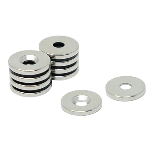 Image of N42 Neodymium Countersunk Magnet for Arts, Crafts, Model Making, DIY, Hobbies, Office, and Home - 15mm dia x 2mm thick x 4.2mm c/sink - 1.7kg Pull - North - Pack of 20