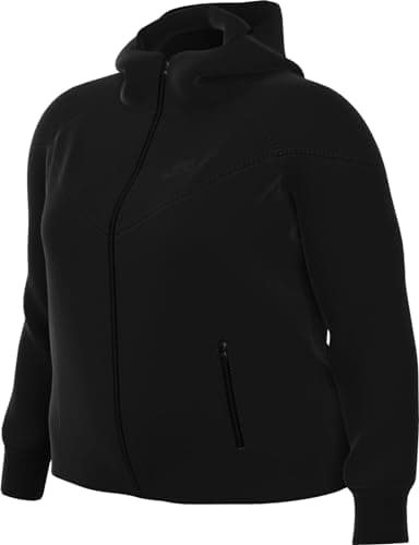 Image of NIKE FB8338-010 W NSW TCH FLC WR FZ HDY Sweatshirt Women's BLACK/BLACK Size XL