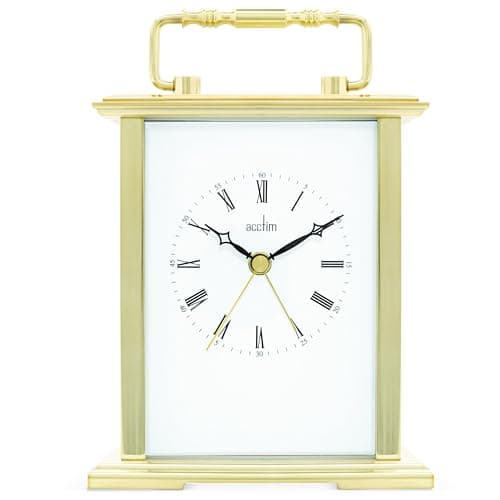 Image of Acctim Gainsborough Mantel Clock Quartz Polished Metal Carriage Clock Energy Efficient Movement Gold 36518