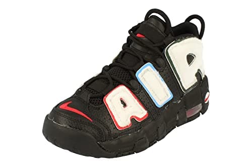 Image of NIKE Air More Uptempo GS Basketball Trainers DQ7780 Sneakers Shoes (UK 5 US 5.5Y EU 38, Black University red White 001)
