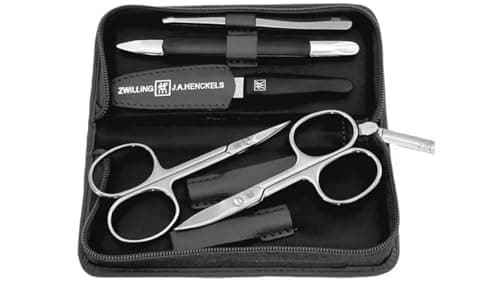 Image of Zwilling Manicure Set 5 Pieces - Manicure - Nail Scissors - Tweezers - Nail Care - Zip Case - Leather Case - 13.8 x 6.5 x 2.5 cm - Black