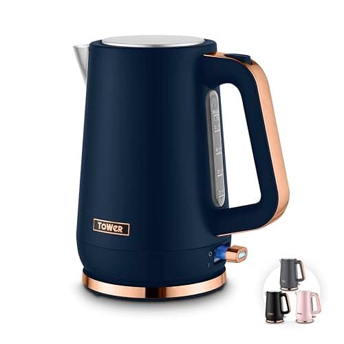 Image of Tower Cavaletto 1.7L Jug Kettle with 3KW Rapid Boil, 360° Swivel Base, Removable Filter, Water Gauge, Stainless Steel Body, Illuminated Switch, Midnight Blue, T10100MNB