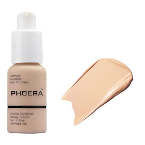 Image of ABRUS® - PHOERA Foundation - Flawless Soft Matte Liquid Foundation with 24 HR Oil Control and Concealer, Full Coverage Makeup for a Smooth, Long-Lasting Look, Waterproof 30ml (102 Nude)