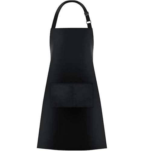 Image of chenqi Kitchen Apron Adjustable Bib Apron with 2 Pockets, Unisex Cooking Apron for Home Kitchen, Baking, Restaurant, Coffee house BBQ (Black)