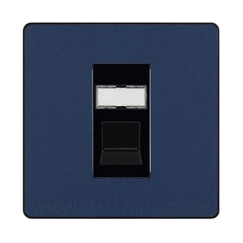 Image of BG Evolve Matt Blue Single 1 Gang RJ45 Data Socket Black Insert PCDDBRJ451