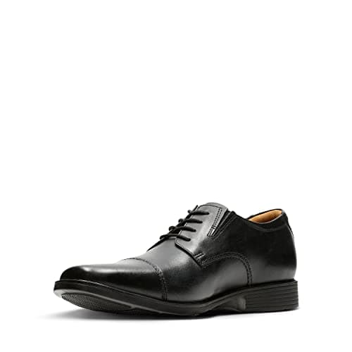 Image of Clarks Men's Tilden Cap Derbys, Black Black Leather, 10.5 UK