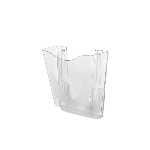 Image of Deflecto A4 Wall Mounted Magazine File Holder - Perfect for Folders, Files, Mails & Brochure - Clear Racks for Home Office with Sleek Portrait Design