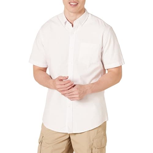 Image of Amazon Essentials Men's Regular-Fit Short-Sleeve Pocket Oxford Shirt, White, XXL