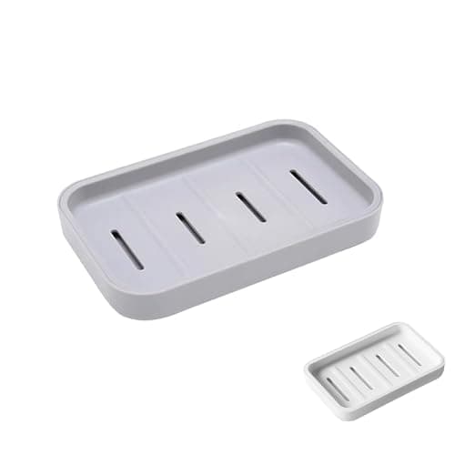 Image of Senshuomy Soap Box, Soap Dish, Soap Dishes for Bathroom, Plastic Draining Soap Dishe, Plastic Draining Soap Dishes, Keep Soap Dry, for Shower Bathroom Kitchen Easy Cleaning (Grey)