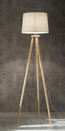 Image of K LIVING Tripod Wooden Floor Lamp with Beautiful Natural Wood and Natural L