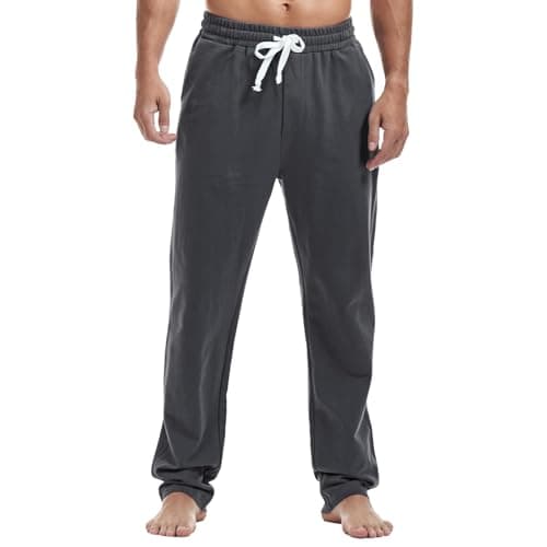Image of Amy Coulee Mens Joggers Bottoms Cotton Running Gym Tracksuit Bottoms Casual Straight Leg Sweatpants (Anchor Gray, M)