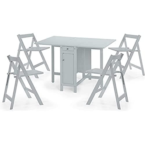 Image of Julian Bowen Light Grey Wood Savoy Dining Set - Elegant and Practical Dining Furniture for Any Home