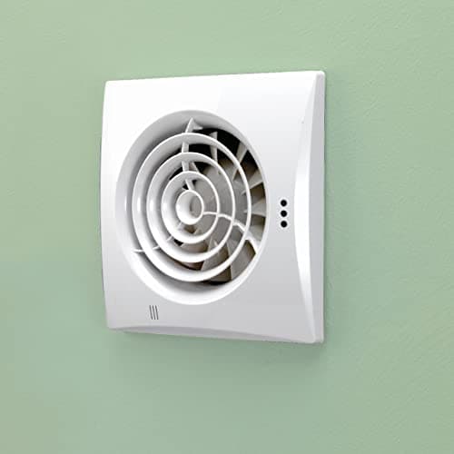 Image of HIB 31600 Hush White Wall Mounted Bathroom Fan with Timer & Humidity Sensor