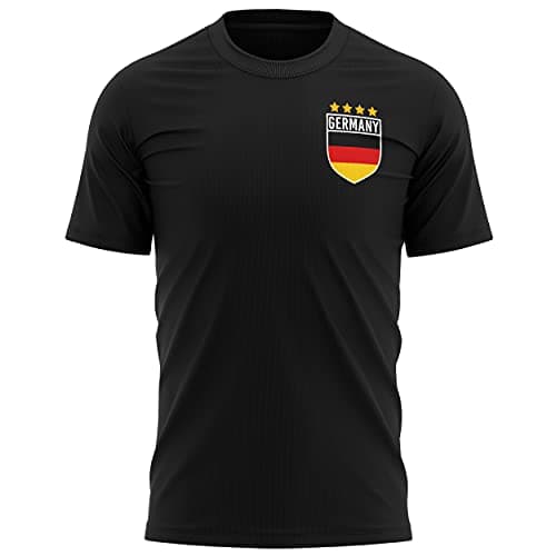 Image of Germany Football Shirts 2021 - Mens Germany Retro Flag Badge T Shirt - Football European Country 2020 Deutsche Supporters 1908 Tee Him - German Deutschland Tournament Footy Soccer Top, XL, Black