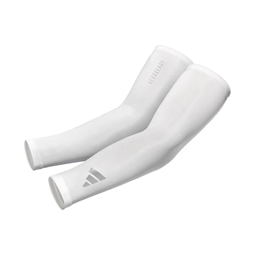 Image of adidas Unisex Aeroready Compression Arm Sleeves Sports Sleeves (Pack of 2), White, L /XL
