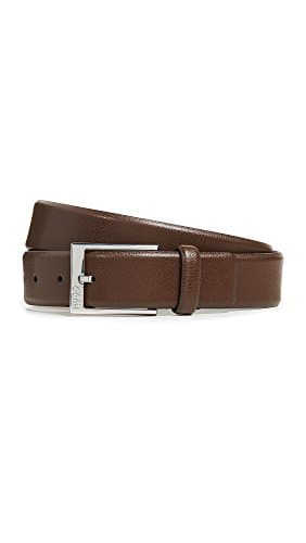 Image of HUGO BOSS Men's Gellot Grainy Leather Belt, Dark Brown, 34