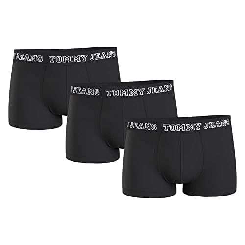 Image of Tommy Jeans Men's 3 Pack Varsity Cotton Essentials Trunks, Black, M