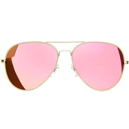 Image of KANASTAL Pink Sunglasses Womens Polarised Mens Metal Oversized Vintage UV400 Protection Vacation Urban Fashion Travel Outdoor Summer - Glod Frame Pink Mirrored Lens