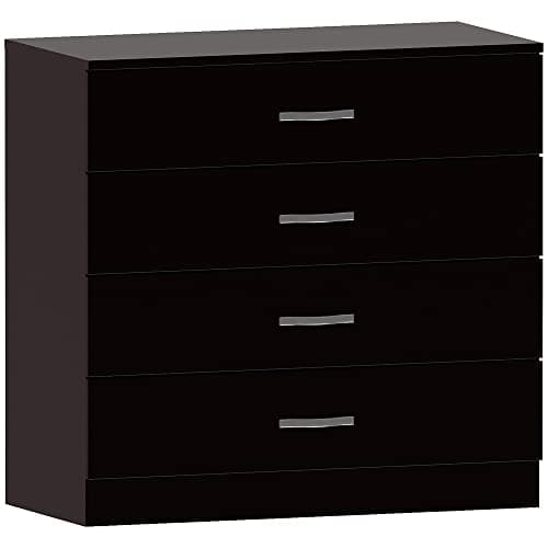 Image of Vida Designs Riano 4 Drawer Chest of Drawers, Metal Handles and Runners, Anti-Bowing Drawer Support, Bedroom, Nursery Furniture, Black