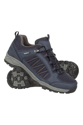 Image of Mountain Warehouse Path Mens Walking Shoes - Waterproof Gym Shoes, Breathable Running Shoes, Mesh Lining, High Traction Sole Hiking Boots - Spring Summer Navy Adult Shoe Size 9